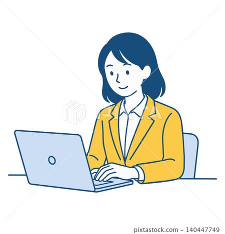 婦女在筆記本電腦上工作 140447749