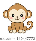 可愛的猴子角色（正面圖） 140447772
