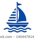 遊艇和海浪的簡單圖標 140447814