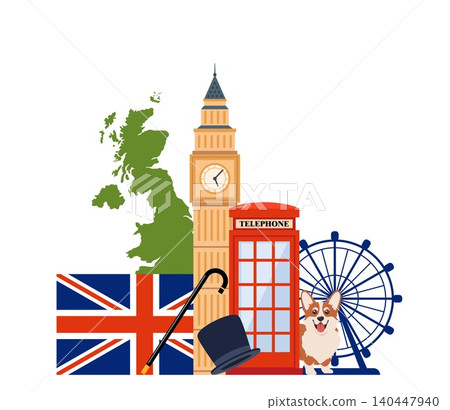 Travel to Great Britain Kingdom, London set. Landmarks, food and culture symbols collection. Vector illustration Travel to Great Britain Kingdom, London set. Landmarks, food and culture symbols collection. Vector illustration 140447940