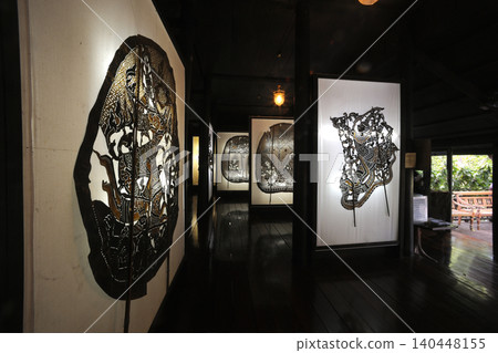 The shadow puppetry displayed within the Nang Yai Shadow Play Museum / Nang Yai Museum at Wat Khanon , Thailand. The shadow puppetry displayed within the Nang Yai Shadow Play Museum / Nang Yai Museum at Wat Khanon , Thailand. 140448155