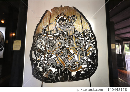 The shadow puppetry displayed within the Nang Yai Shadow Play Museum / Nang Yai Museum at Wat Khanon , Thailand. The shadow puppetry displayed within the Nang Yai Shadow Play Museum / Nang Yai Museum at Wat Khanon , Thailand. 140448158