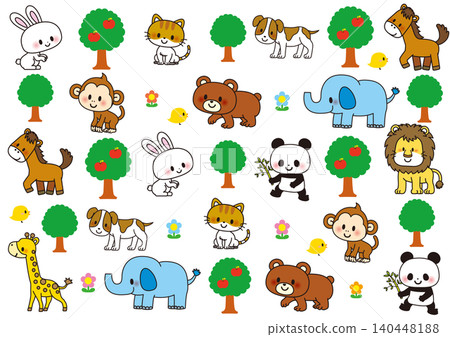 動物、動物園、托兒所、幼稚園、兒童、小學、小學生、可愛、場景、角色、大象、熊 動物、動物園、托兒所、幼稚園、兒童、小學、小學生、可愛、場景、角色、大象、熊 140448188