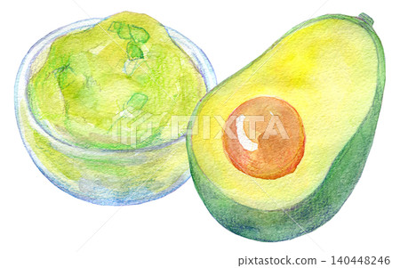 Watercolor illustration, hand-drawn illustration, dip sauce, salsa Watercolor illustration, hand-drawn illustration, dip sauce, salsa 140448246