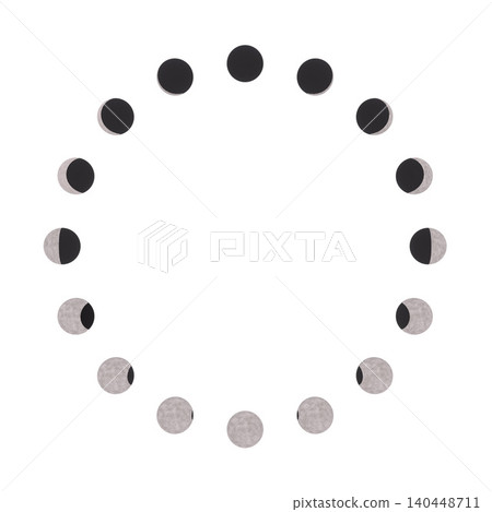 16 different phases of the moon arranged in a circle (white and gray) 16 different phases of the moon arranged in a circle (white and gray) 140448711