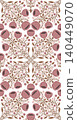 Vector tracery floral kaleidoscope pattern. Decorative ornament of bouquets of poppies on white background. Tracery folk art blooming wildflowers 140449070