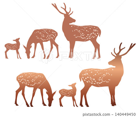 spotted deer family brown and white vector silhouette set 140449450