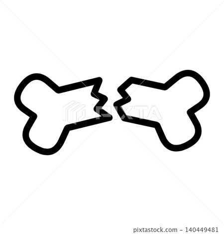 Line art icon of a fractured bone Line art icon of a fractured bone 140449481
