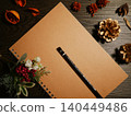 Antique notebook and pencil 140449486