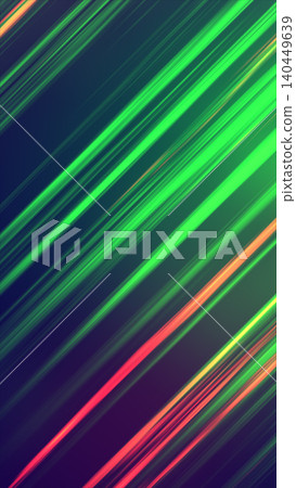 Abstract green diagonal light streaks with red accents, motion blur, and futuristic speed technology background. Abstract green diagonal light streaks with red accents, motion blur, and futuristic speed technology background. 140449639