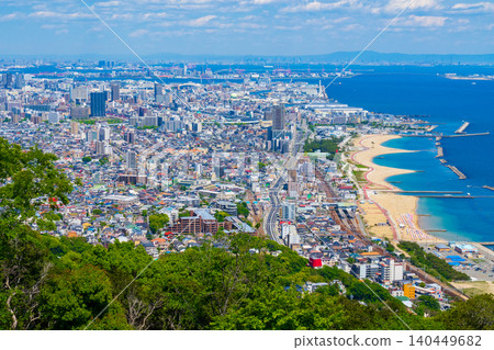 View of Kobe city from Sumaura Mountain Park, Kobe City, Hyogo Prefecture View of Kobe city from Sumaura Mountain Park, Kobe City, Hyogo Prefecture 140449682