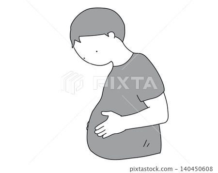 A man concerned about his stomach A man concerned about his stomach 140450608