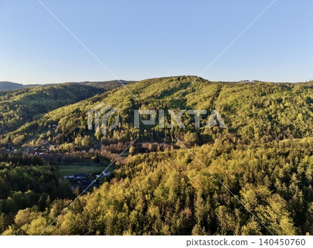 Morning Glow On Forest Rivers. Dawn Illuminates Tranquil Waters Beside Dense Forested Riverbanks Morning Glow On Forest Rivers. Dawn Illuminates Tranquil Waters Beside Dense Forested Riverbanks 140450760