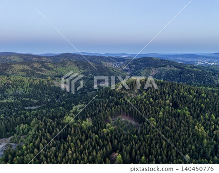 Silent Sunrise Unfolds Over Forested Valley With Mist And Pastel Hues Enhancing Tranquility Silent Sunrise Unfolds Over Forested Valley With Mist And Pastel Hues Enhancing Tranquility 140450776