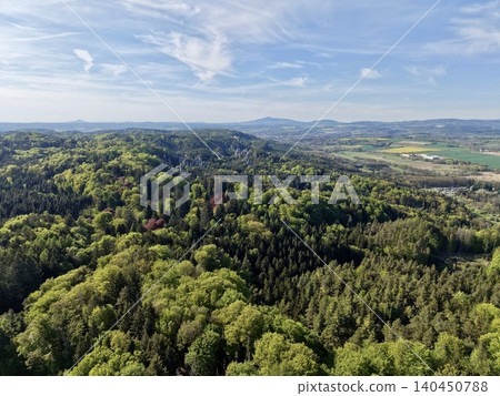 Beautiful Countryside With Streams And Forests. Golden Agricultural Land Dotted With Trees And Rivers Beautiful Countryside With Streams And Forests. Golden Agricultural Land Dotted With Trees And Rivers 140450788