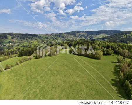Tranquil Countryside Paths And Fields. Calm Scenic Farmland With Meandering Trails And Greenery 140450827