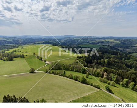 Scenic Landscape With Natural Features. Tranquil Outdoor Scenery With Lush Greenery And Pathways Scenic Landscape With Natural Features. Tranquil Outdoor Scenery With Lush Greenery And Pathways 140450831
