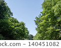 The blue sky of early summer and the vibrant green of the trees. 140451082