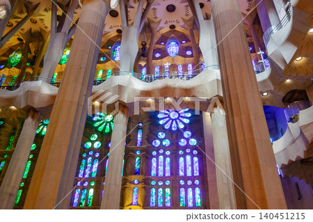 Gaudí's stained glass windows inside the Sagrada Familia Gaudí's stained glass windows inside the Sagrada Familia 140451215