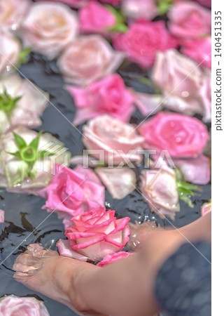 Roses foot bath 140451335