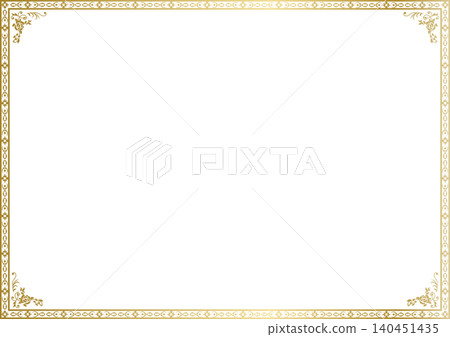 Gold decorative frame with botanical decorations Gold decorative frame with botanical decorations 140451435
