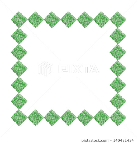 [Square Motif Frame] Hand-Embroidered Illustration Material 140451454