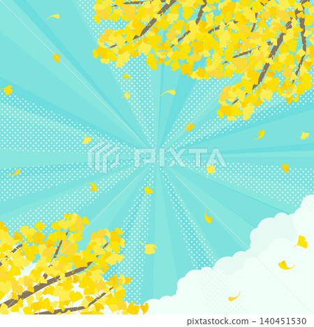 銀杏葉和淺藍色匯聚線背景_方塊 銀杏葉和淺藍色匯聚線背景_方塊 140451530