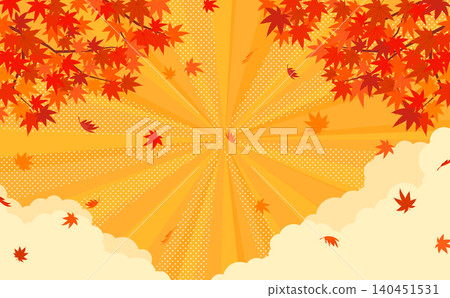 秋葉和橙色的匯聚線條背景_水平 秋葉和橙色的匯聚線條背景_水平 140451531