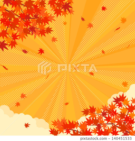 秋葉和橙色的匯聚線條背景_方塊 秋葉和橙色的匯聚線條背景_方塊 140451533