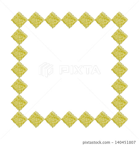 [Square Motif Frame] Hand-Embroidered Illustration Material 140451807