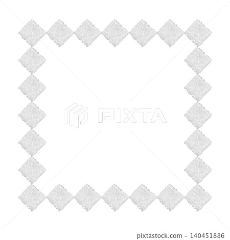 [Square Motif Frame] Hand-Embroidered Illustration Material 140451886