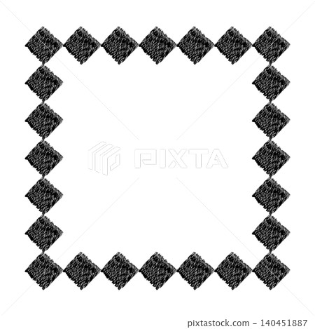 [Square Motif Frame] Hand-Embroidered Illustration Material 140451887