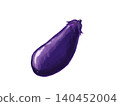 An oil painting-style illustration of a purple eggplant. 140452004