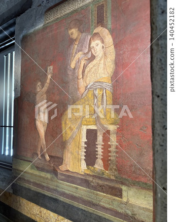Pompeii's red frescoes - a moving experience as if you're making eye contact with the woman in the fresco - Italy - Pompeii Pompeii's red frescoes - a moving experience as if you're making eye contact with the woman in the fresco - Italy - Pompeii 140452182