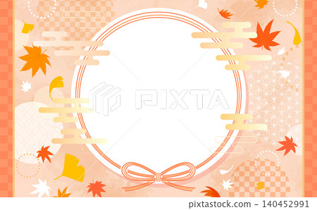 Autumn Japanese-style Mizuhiki Round Frame (Horizontal) Autumn Japanese-style Mizuhiki Round Frame (Horizontal) 140452991