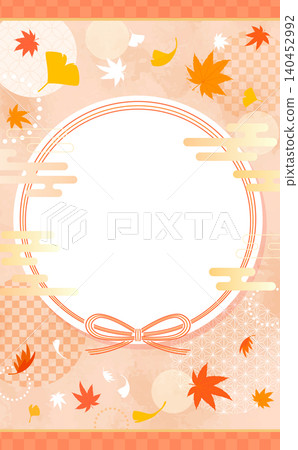 Autumn Japanese-style Mizuhiki Round Frame (Vertical) 140452992