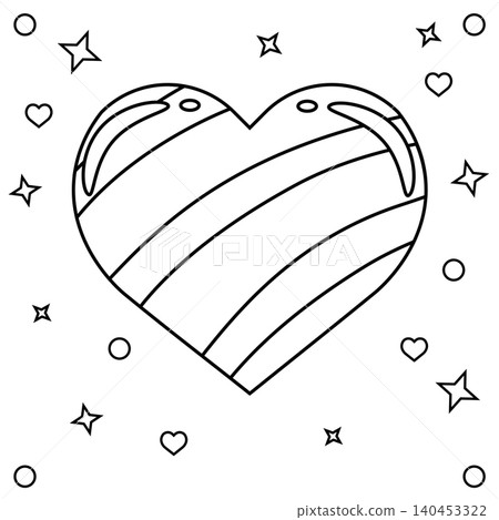 Cute Heart Candy Coloring Page with Stars and Hearts Outline Vector Illustration Cute Heart Candy Coloring Page with Stars and Hearts Outline Vector Illustration 140453322