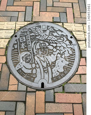 Manhole cover in Okayama Prefecture: Momotaro Manhole cover in Okayama Prefecture: Momotaro 140453981