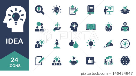 Icon set related to ideas and inspiration 140454947