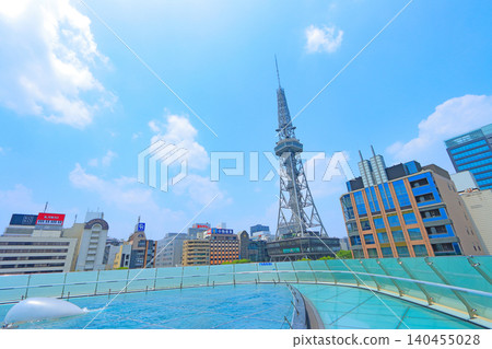 愛知縣名古屋市,從水上太空船看到的名古屋電視塔的風景 愛知縣名古屋市,從水上太空船看到的名古屋電視塔的風景 140455028