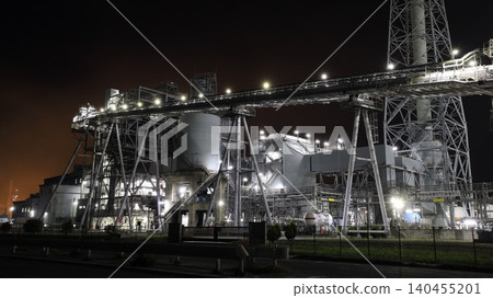 日本製紙石卷fEC Hibarino發電廠夜景(宮城縣石卷市) 日本製紙石卷fEC Hibarino發電廠夜景(宮城縣石卷市) 140455201