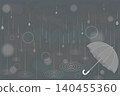 An illustration of a forgotten umbrella on a rainy night; a lonely-looking vector background. 140455360