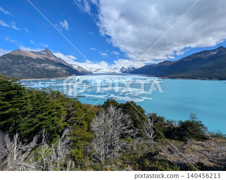 Scenic Perito Moreno Glacier view with Patagonian landscape 140456213