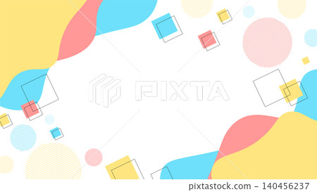 Pop and cute fluid shapes and Memphis frame background (yellow, light blue, orange) 16:9 Pop and cute fluid shapes and Memphis frame background (yellow, light blue, orange) 16:9 140456237