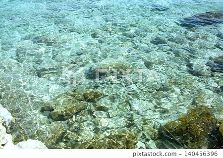 Rocky seabed with azure water. Mediterranean Sea. Rocky seabed with azure water. Mediterranean Sea. 140456396