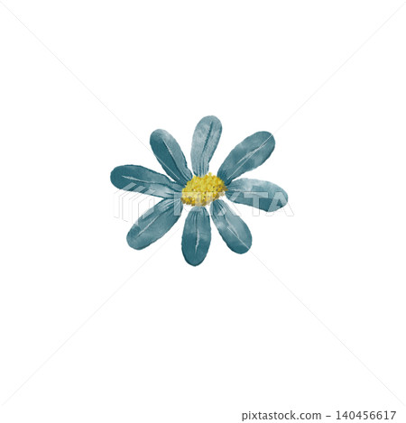 Vintage Watercolor Blue Daisy Digital Illustration, Botanical Chamomile Flower Clipart 140456617