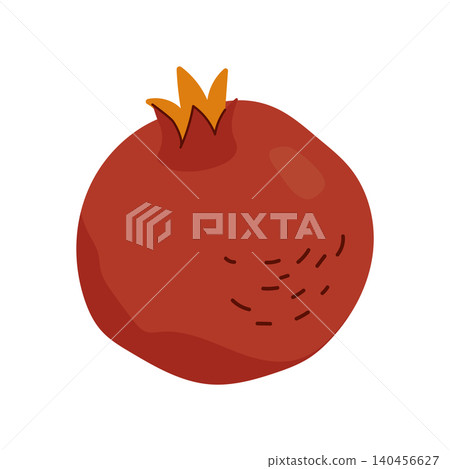 Hand drawn whole red pomegranate fruit vector illustration isolated Hand drawn whole red pomegranate fruit vector illustration isolated 140456627