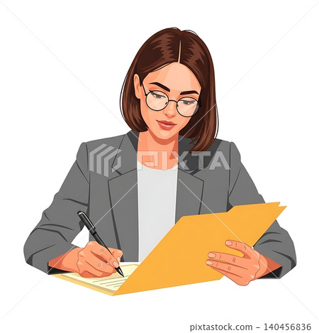 Female Psychiatrist Writing Notes Flat Vector Illustration Female Psychiatrist Writing Notes Flat Vector Illustration 140456836