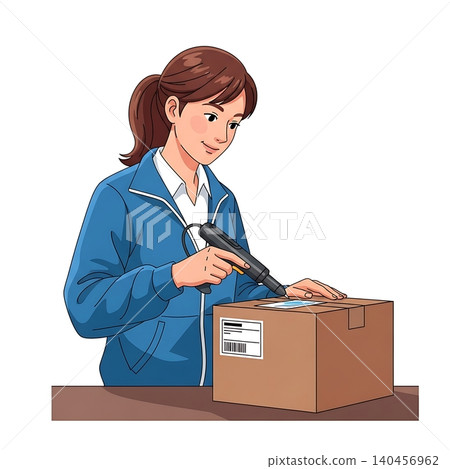 Female Animal Shelter Coordinator Scanning Cat Chip 140456962