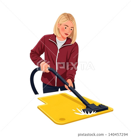Female Taxi Driver Cleaning Car Seats Dustpan Female Taxi Driver Cleaning Car Seats Dustpan 140457294